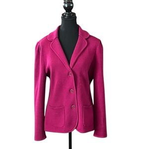 Talbots 100% pure merino wool magenta sweater wool collar jacket good cond M